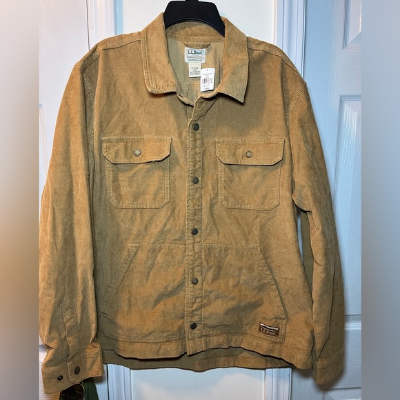 L.L. Bean Other - LLBean BeanBuilt Marsh Brown Corduroy Shirt Jac L Reg NWT